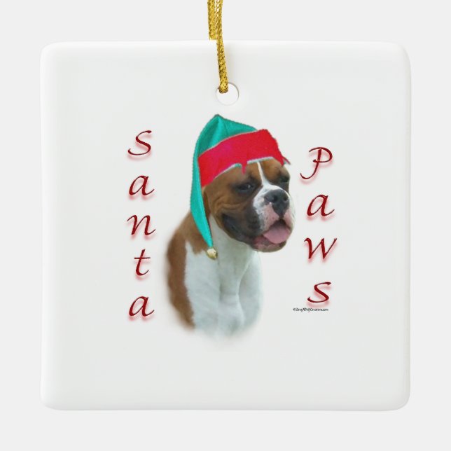 Boxer Santa Tassar Julgransprydnad Keramik (Framsida)
