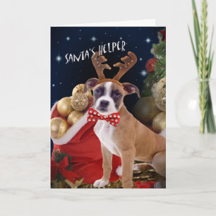 Boxer Santa's Helper Greeting Cards Helgkort