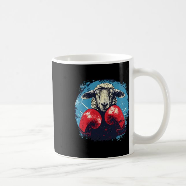 Boxer Sheep With Boxing Gloves Kickboxing Funny Bo Kaffemugg (Höger)