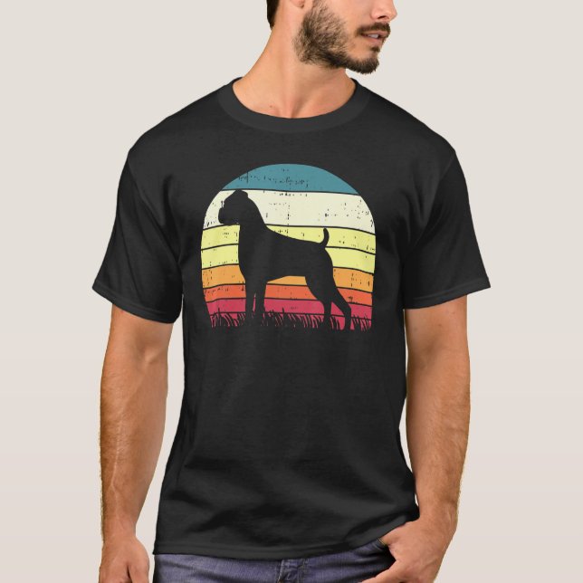 Boxer Silhouette Sunset Animal Hund T Shirt (Framsida)