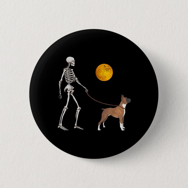 Boxer Skelett Hund Promenad Halloween Kostym Knapp (Framsida)