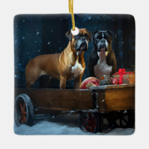 Boxer Snögubbe Släd Jul Dekoration
