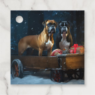 Boxer Snowy Sleigh Juldekoration Gåvor Etiketter