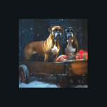 Boxer Snowy Sleigh-juldekretet Canvastryck<br><div class="desc">Fånga magin i ett vinterland med denna fantastiska juldesign. Den här dekorationen har en trävagn som är kapslad på en snöscen och ger helgdag charm till vilken inställning som helst. Bygg upp årstidens anda med det här trevliga tillägget till din dekoration.</div>