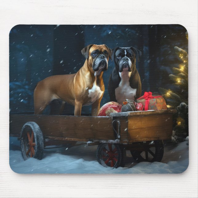 Boxer Snowy Sleigh-juldekretet Musmatta (Framsidan)