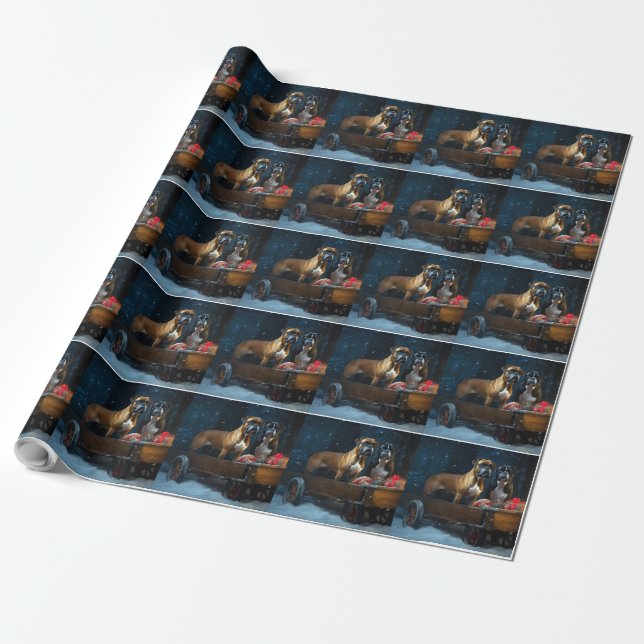 Boxer Snowy Sleigh-juldekretet Presentpapper (Utrullad)