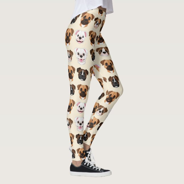 Boxer Söt Hund Älskare Mönster Leggings (Höger)
