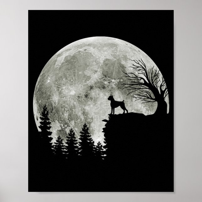 Boxer Ställande på Mountain Måne Light Halloween Poster (Framsidan)