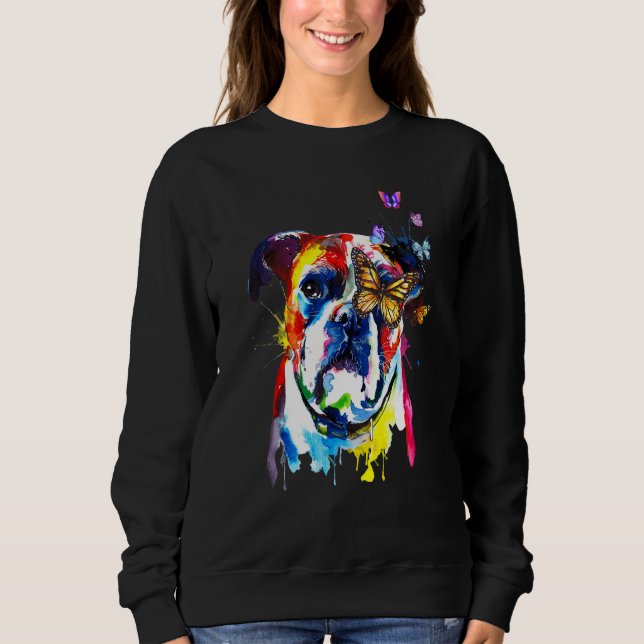 Boxer Stänk Butterflies Hund T Shirt (Framsida)