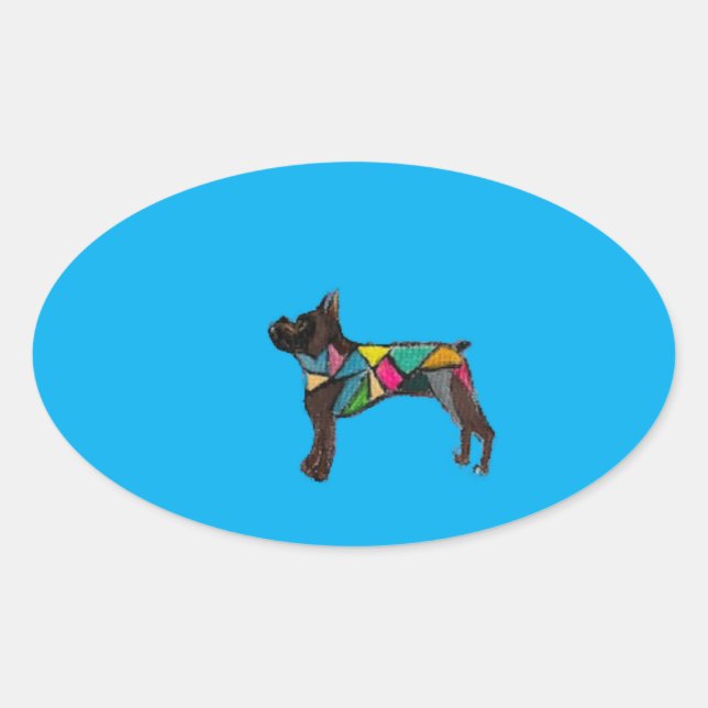 Boxer Sticker Ovalt Klistermärke (Framsida)