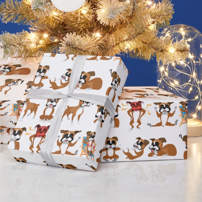 Boxer Tecknad Funny Sömlös omslagning Papper Presentpapper (Helgdagar)