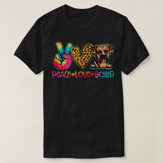 Boxer Tie Dye Hund älskare T Shirt (Design framsida)