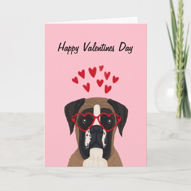 Boxer Valentines Kärlek Hund Card - hund kärlek-ko Helgkort (Framsida)