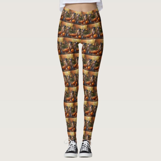 Boxer Valp Autumn Delight Pumpkin Leggings (Framsida)