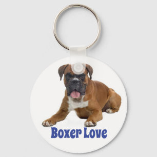 Boxer Valp Hund Blå Kärlek Nyckelring