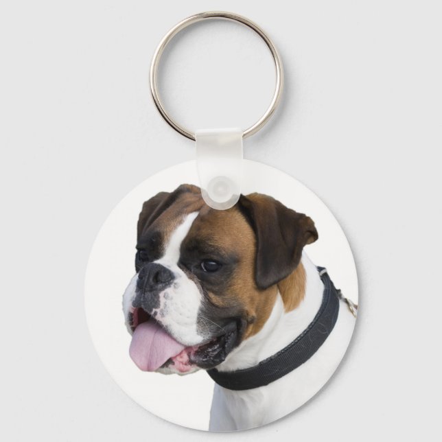 Boxer Valp Hund Kärlek Nyckelring (Framsida)