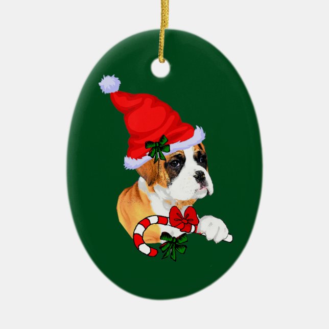 Boxer Valp Jul Julgransprydnad Keramik (Framsidan)