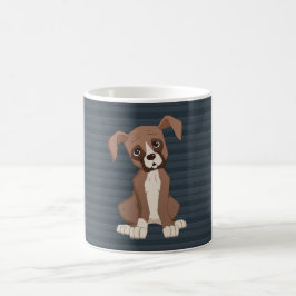 Boxer-valp på marinblå mönstrad bakgrund kaffemugg