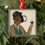 Boxer Vin Snob Julgransprydnad Metall<br><div class="desc">Boxer Vin Snob av Fabfunky. En välklädd boxare som njuter av vin. | 190951D</div>
