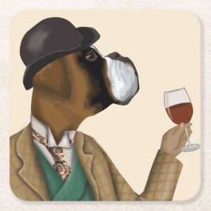Boxer Vin Snob Underlägg Papper Kvadrat