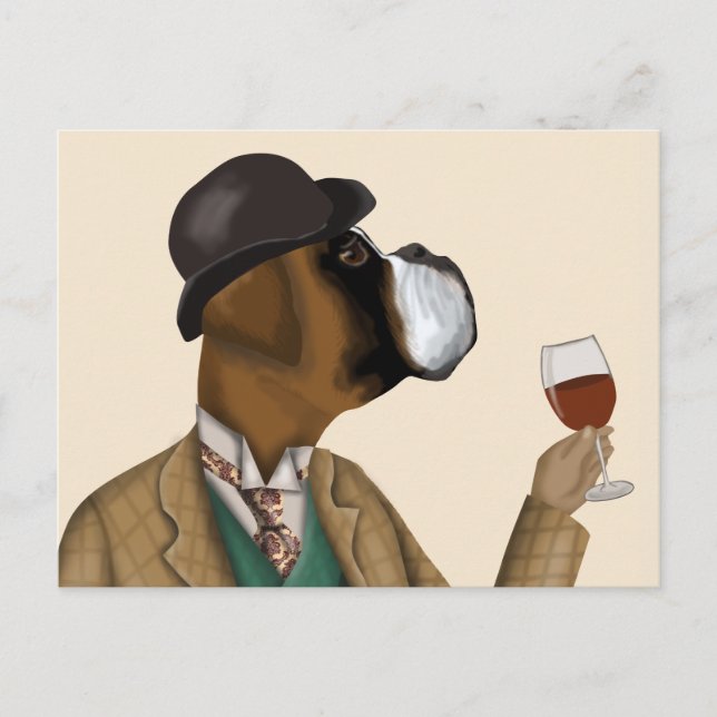 Boxer Vin Snob Vykort (Framsida)