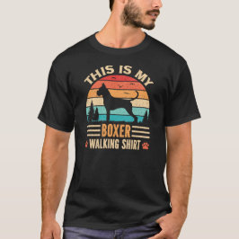 Boxer Walking Dad German Dog Walker Retro Sunset T Shirt