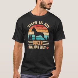 Boxer Walking Dad German Dog Walker Retro Sunset T Shirt