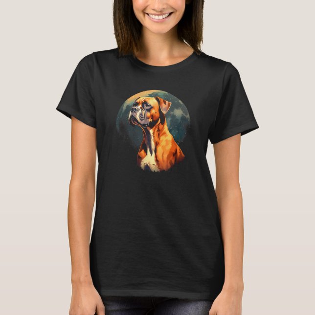 Boxer With Full Moon in Background T Shirt (Framsida)