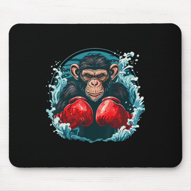 Boxerapa med boxinghandskar med fickboxning funny  musmatta (Framsidan)
