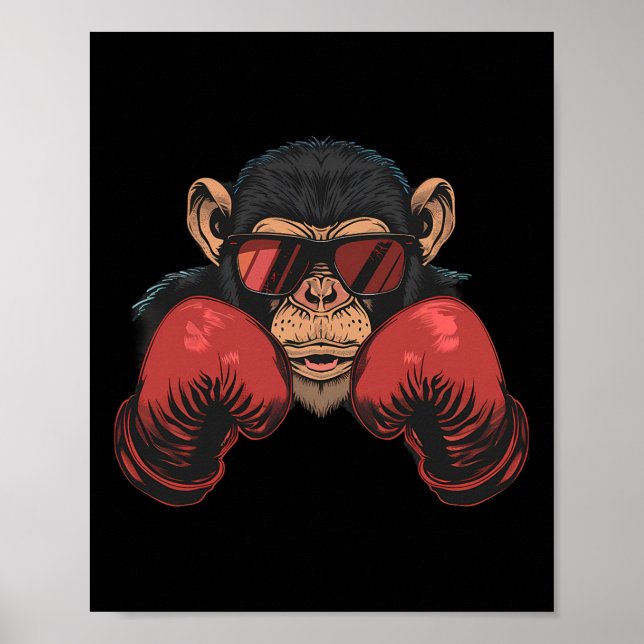 Boxerapa med boxinghandskar med fickboxning funny  poster (Framsidan)