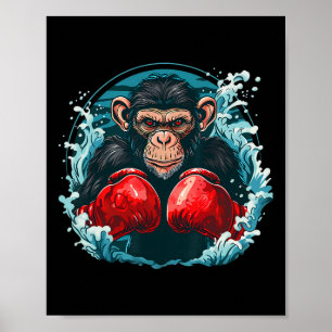 Boxerapa med boxinghandskar med fickboxning funny poster