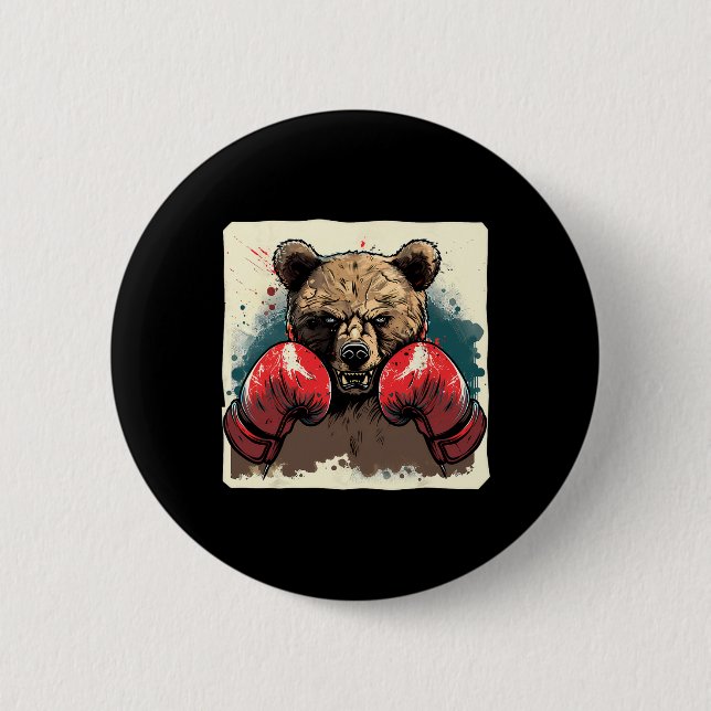 Boxerbjörn med boxinghandskar, fickboxningsfunktio knapp (Framsida)