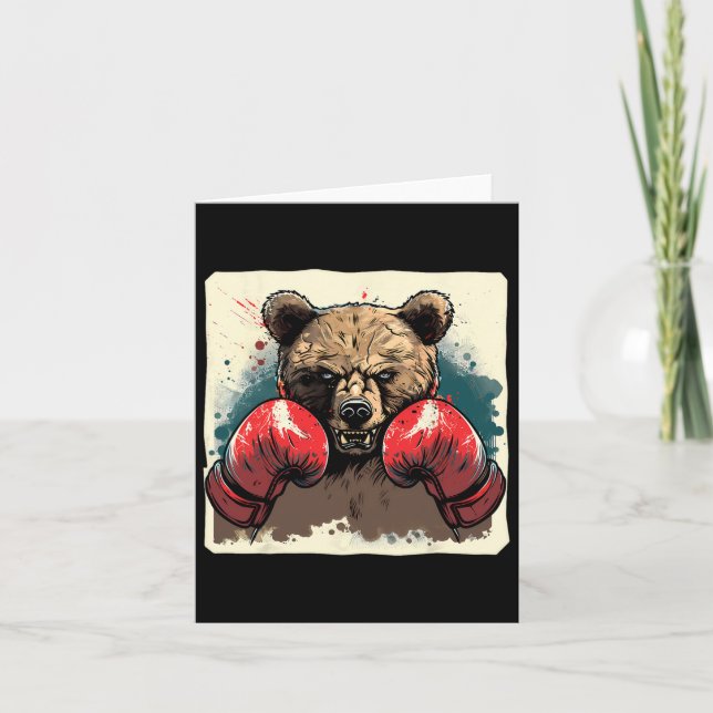 Boxerbjörn med boxinghandskar, fickboxningsfunktio kort (Framsida)