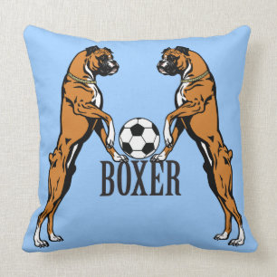 boxerboxare hund med fotboll kudde