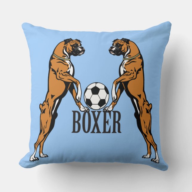 boxerboxare hund med fotboll kudde (Framsida)