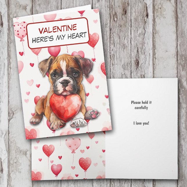 Boxerdockan håller mitt hjärta Valentine Card Helgkort (Skapare uppladdad)