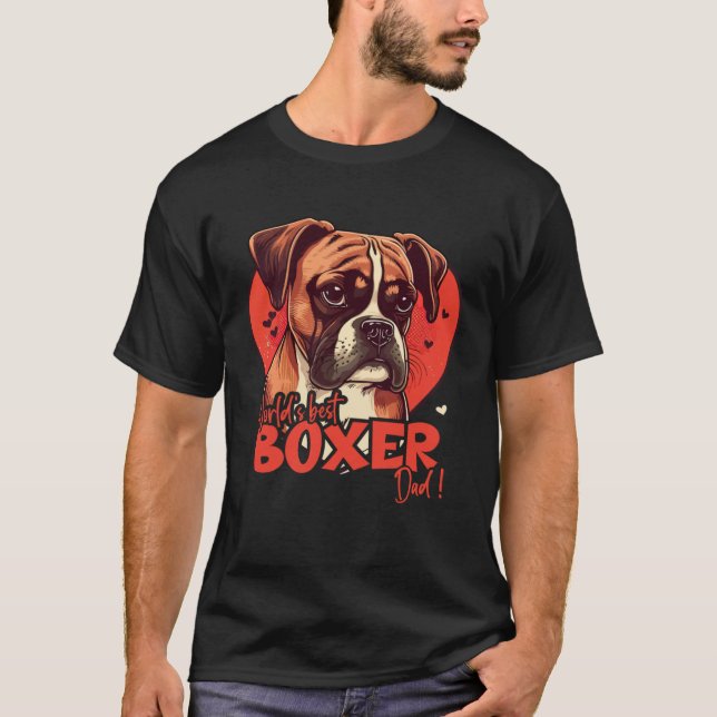 Boxerdog med hjärtdekoration Best Boxerdad T Shirt (Framsida)