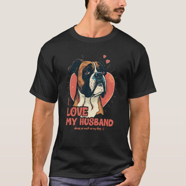 Boxerdog med hjärter i Kärlek mitt Make 3 T Shirt (Framsida)