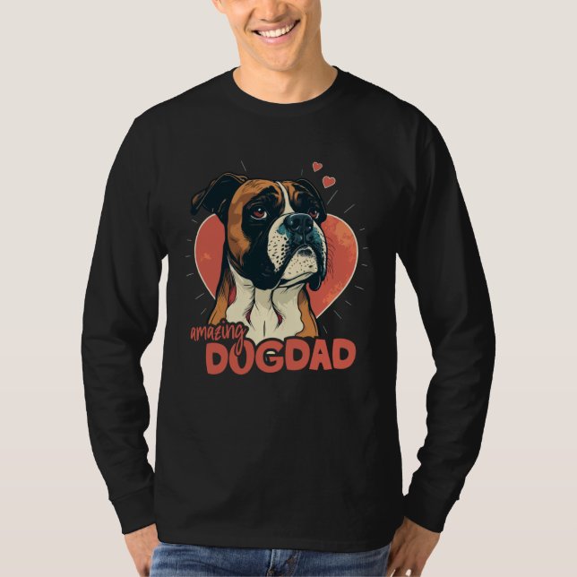 Boxerdog With Heartdecoration Amazing Dogdad  1 T Shirt (Framsida)