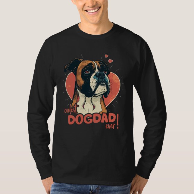 Boxerdog With Heartdecoration  Coolest Dogdad T Shirt (Framsida)