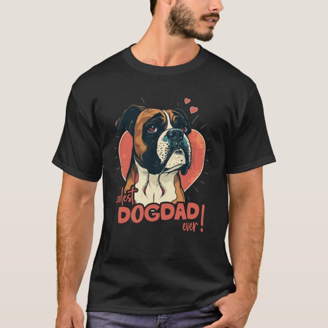 Boxerdog With Heartdecoration  Coolest Dogdad T Shirt (Framsida)