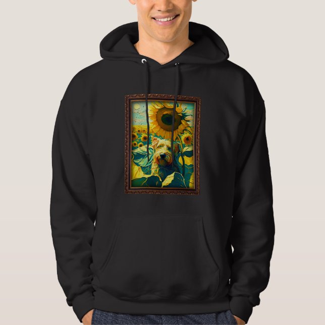 Boxerdoodle Painting Sunflower Flower Mom Women Fl Hoodie (Framsida)