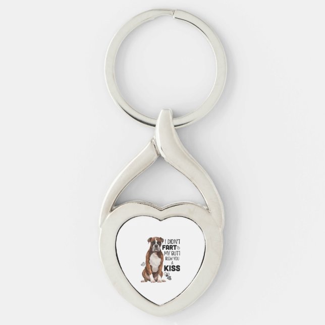 Boxergåvor för Hund Twisted Heart Silverfärgad Nyckelring (Framsidan)