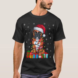 Boxerhund fula julbelysning tomteluva Boxerhund T Shirt