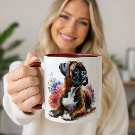 Boxerhund i blomning mugg
