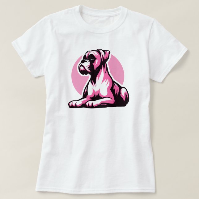 Boxerhund i rosa t shirt (Design framsida)