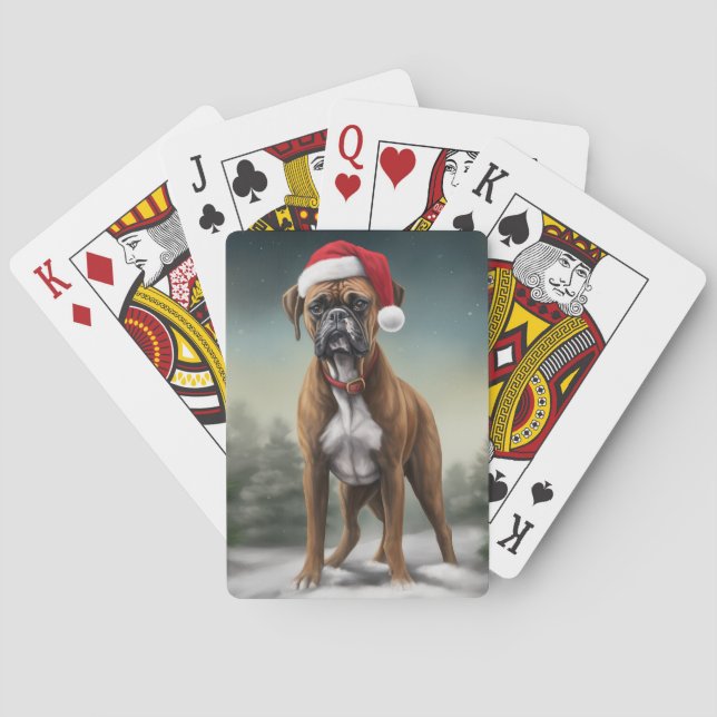Boxerhund i snö jul casinokort (Baksidan)