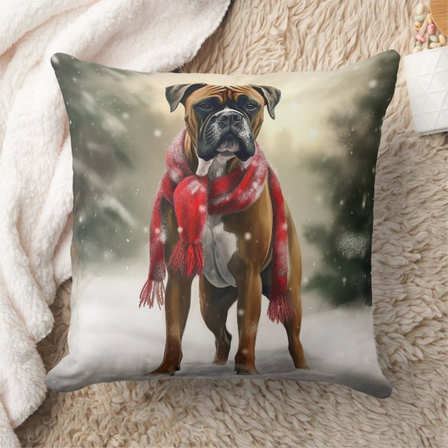 Boxerhund i snö jul kudde (Filt)