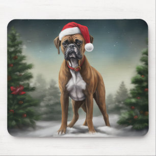 Boxerhund i snö jul musmatta