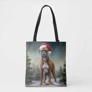 Boxerhund i snö jul tygkasse